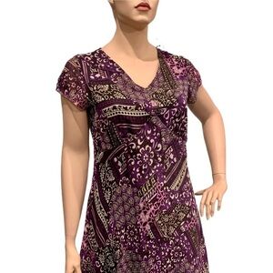 Elementz Handkerchief Hem Midi Dress Size XL Lined Cap Sleeves V-Neck Paisley